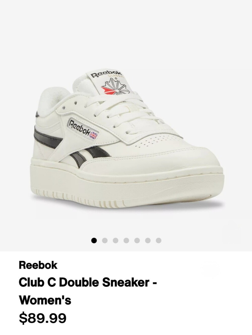 Reebok Kids Club C Double Sneaker in Off-White with Black Stripes